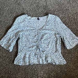 baby blue floral blouse